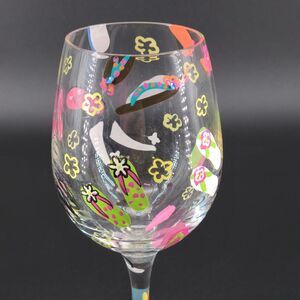 Lolita Hand Painted Wine Glass Flip Flop